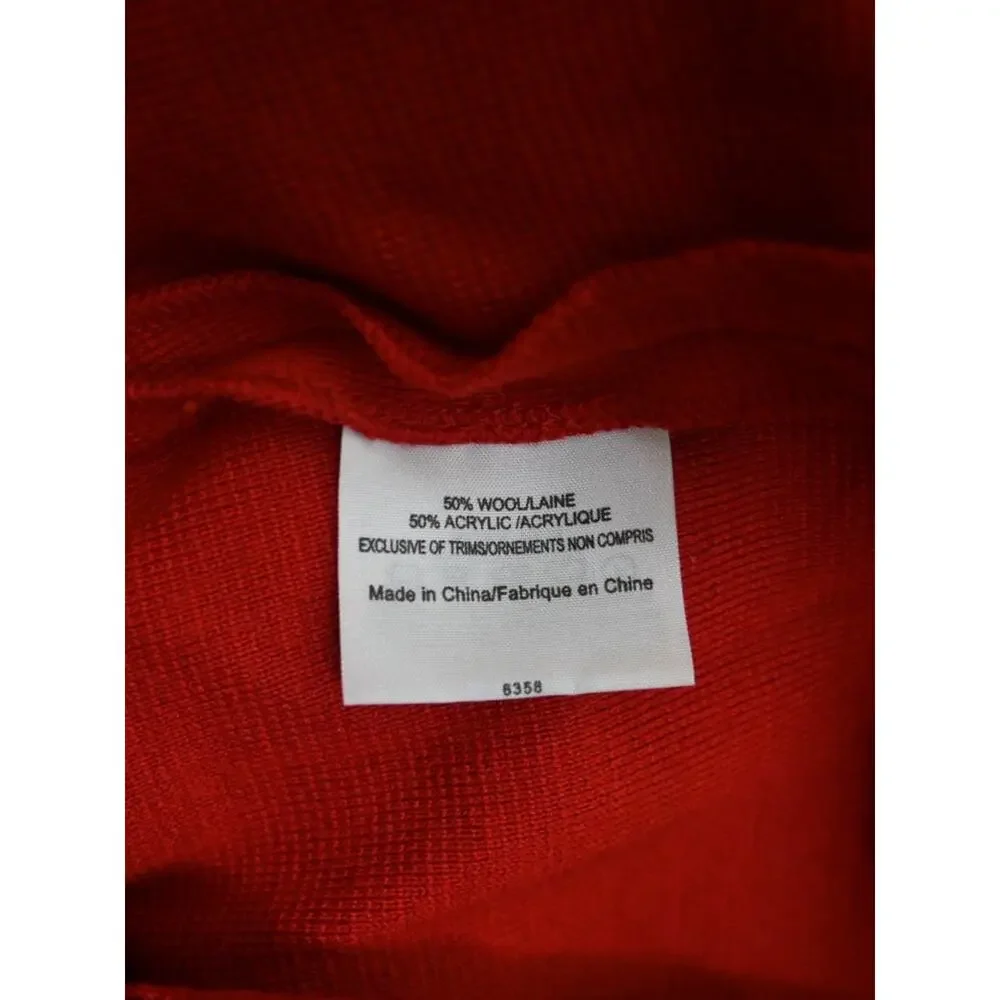 Tory Burch Womens XS Red Wool Blend Sheath Dress with Leather Trim
